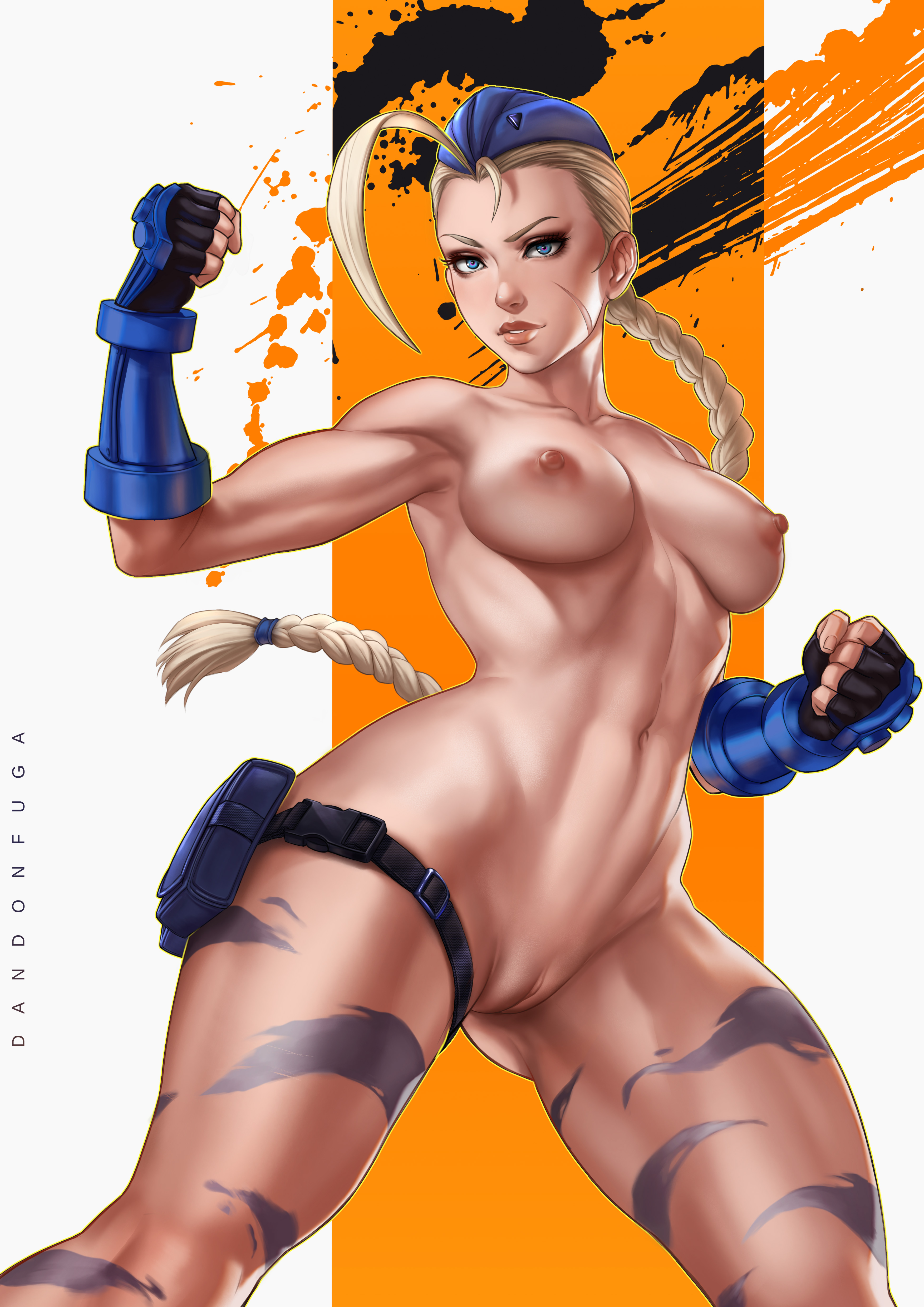 Dandon Fuga Street Fighter Cammy White Garter Naked Nipples Pussy Tattoo Uncensored